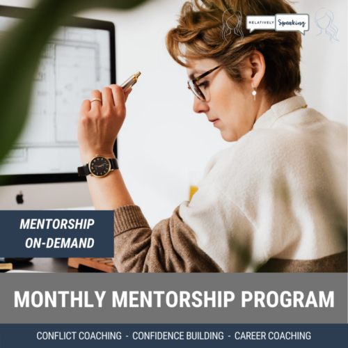 Image of a professional business woman with the text "Monthly Mentorship Program" as well as "mentorship on demand"