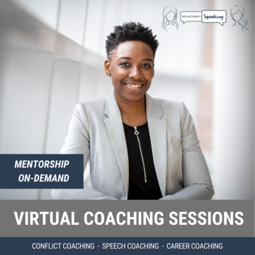 Image of a professional business woman with the text "Virtual Coaching Sessions" as well as "mentorship on demand"